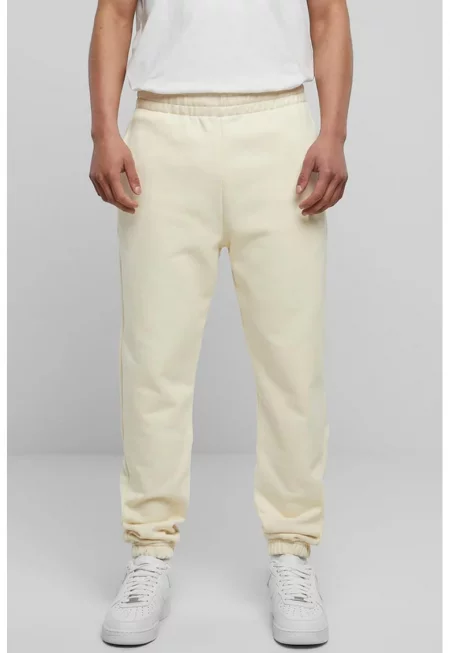 Памучен спортен панталон с еластична талия - Крем