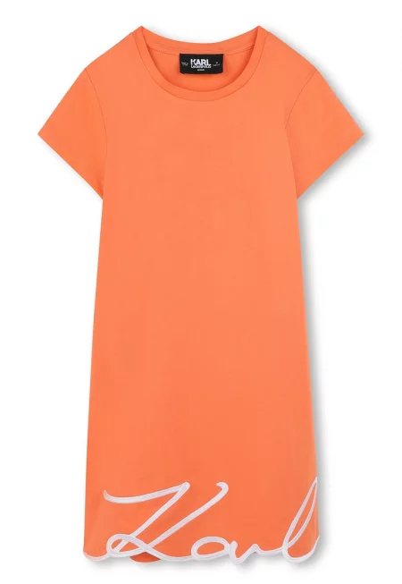 Памучна рокля с лого - Изгорен портокал