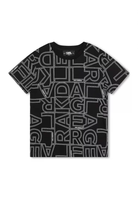 Памучна тениска с лого - Бял/Черен