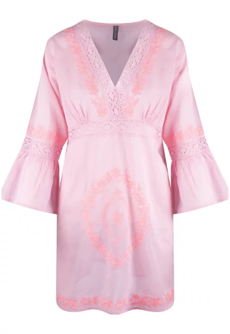 Плажна рокля с шпиц - Пастелнорозов