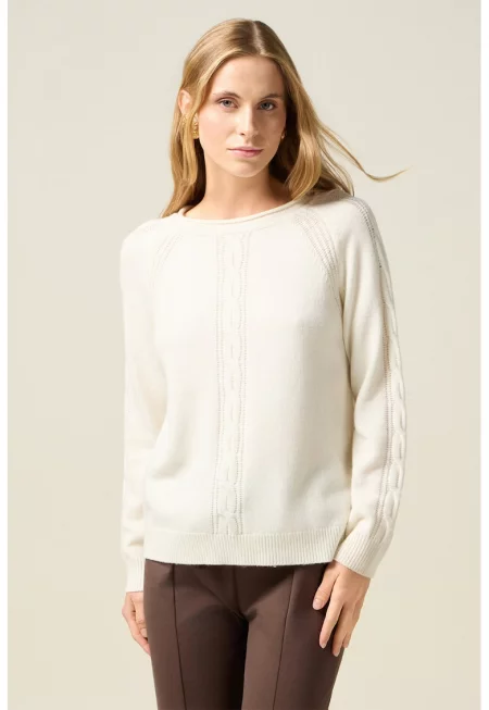 Пуловер с вълна с плетка осморка