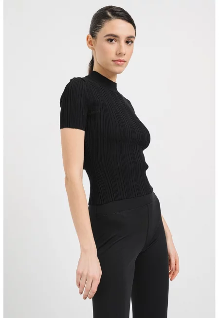 Рипсена тениска Sarpharim - Черен/Избеляло черно