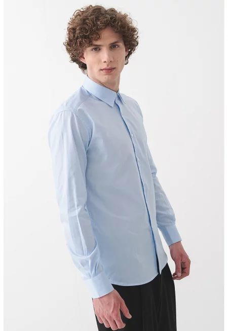 Риза с дълги ръкави - Небесносин