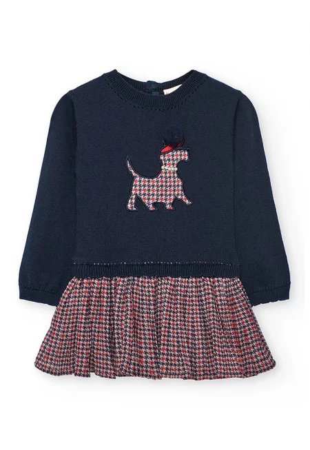 Рокля с дизайн 2 в 1 - Червен/Тъмносин