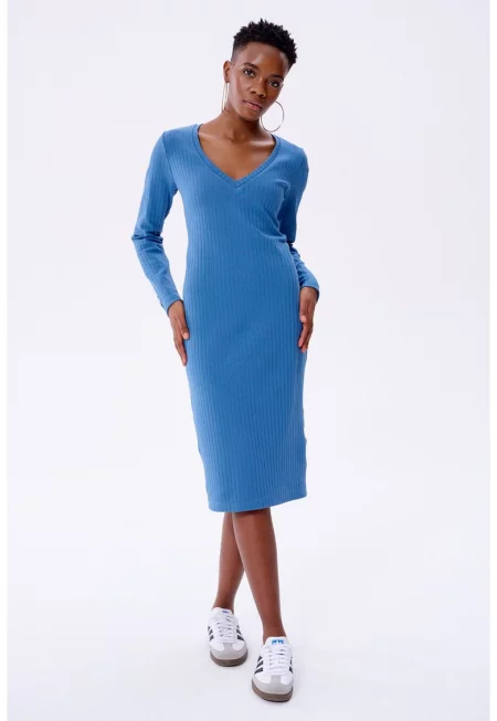 Рокля с вталена кройка и райета Rosalinda