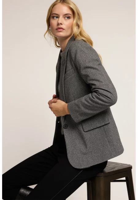 Сако с джобове с капаче - Tъмносив