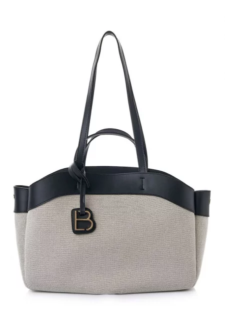 Шопър чанта с детайли от еко кожа и талисман - отворена