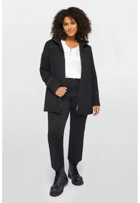 Скъсен прав панталон - Черен