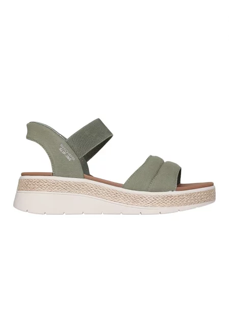 Скосени сандали Slip-Ins™ Bobs Sun Ray - Карамел/Папратово зелено