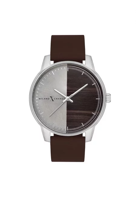 Спортен часовник за мъже  44 мм - стоманен корпус - силиконова каишка - металик сив - 3 АТМ