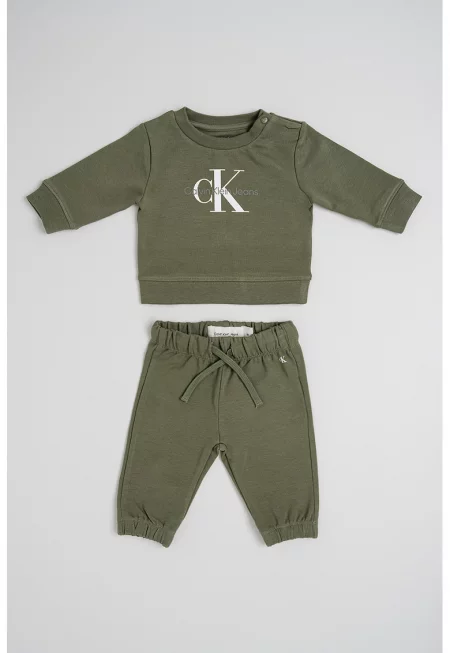 Спортен екип с органичен памук и лого - Аква зелено/Мръснобял