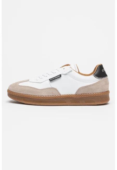 Спортни обувки Euphoria с велур - Бял/Черен/Светло кафяво