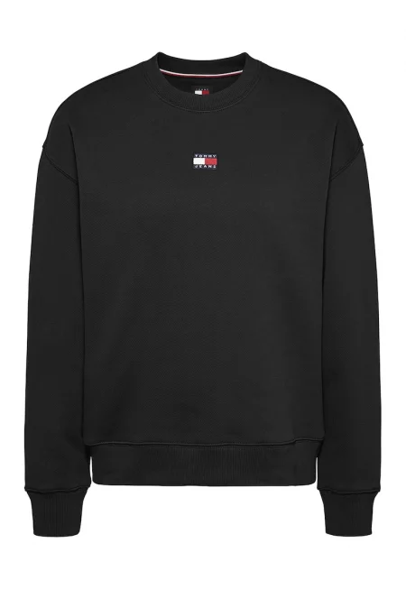 Суитшърт с овално деколте и лого - Черен