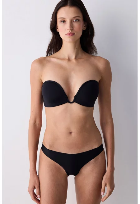 Сутиен без презрамки с дълбоко деколте - Черен