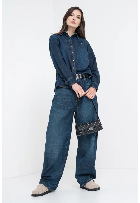 Свободна дънкова риза - Тъмносин