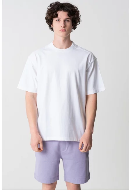 Свободна памучна тениска - Бял