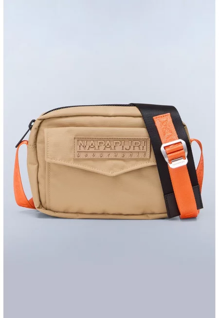 Текстилна чанта през рамо Morra с джоб с капаче - Бежов