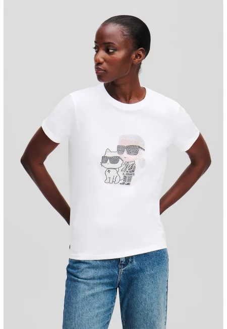 Тениска от органичен памук с декоративни камъни