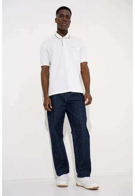 Тениска с яка - Бял