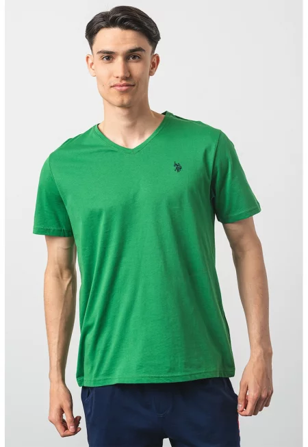 U.S. Polo Assn - Памучна тениска с шпиц