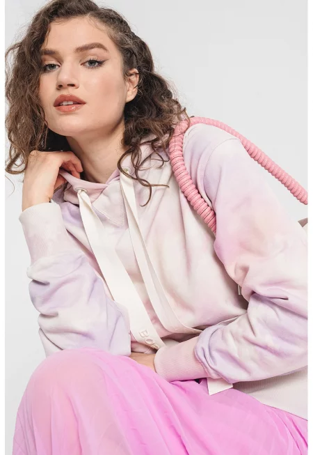 Уголемено худи Etea - Бял/Лилав/Розово