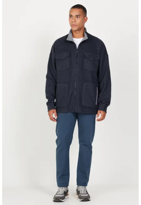 Уголемено яке с паднали ръкави - Ултрамарин синьо