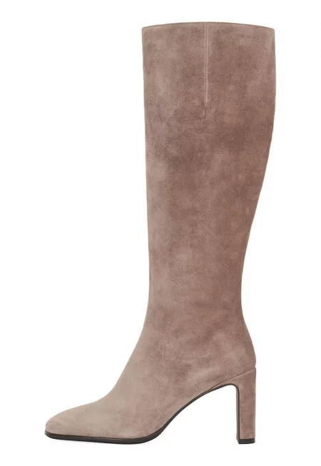 Велурени боти до коляното - Бежов