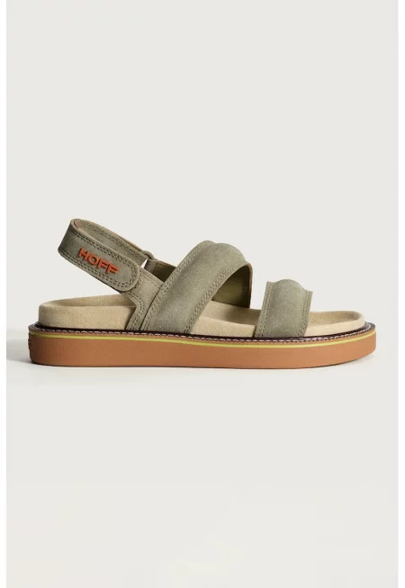 Велурени сандали с велкро - Светло кафяво