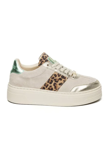 Велурени спортни обувки с платформа - Кафяв/Светло сив