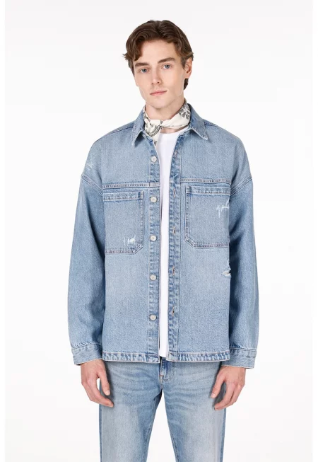 Яке от деним с джобове - Светлосин