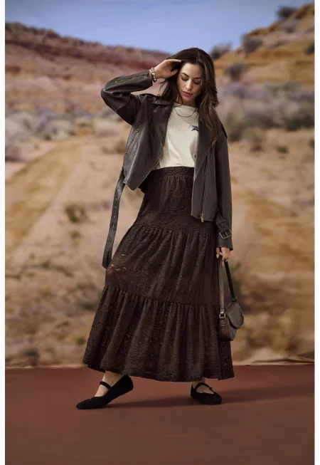 Яке от еко кожа с цип - Тъмнокафяв