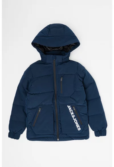 Зимно капитонирано яке с отделяща се качулка