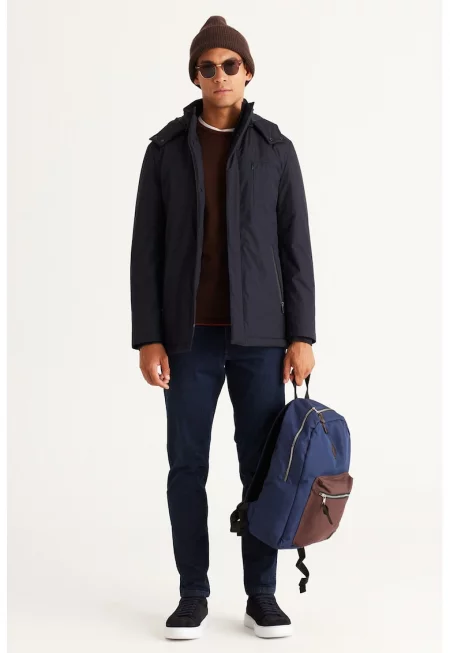 Зимно яке с качулка - Ултрамарин синьо