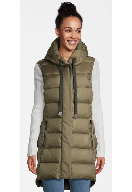 Асиметричен елек с качулка - Зелен