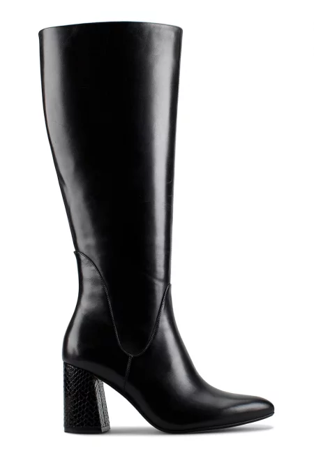 Ботуши до коляното Laina с масивен ток - Черен