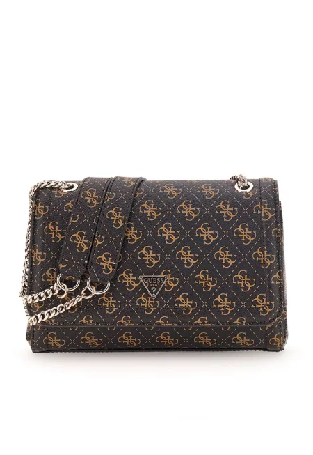 Чанта през рамо от еко кожа - Черен/Карамел