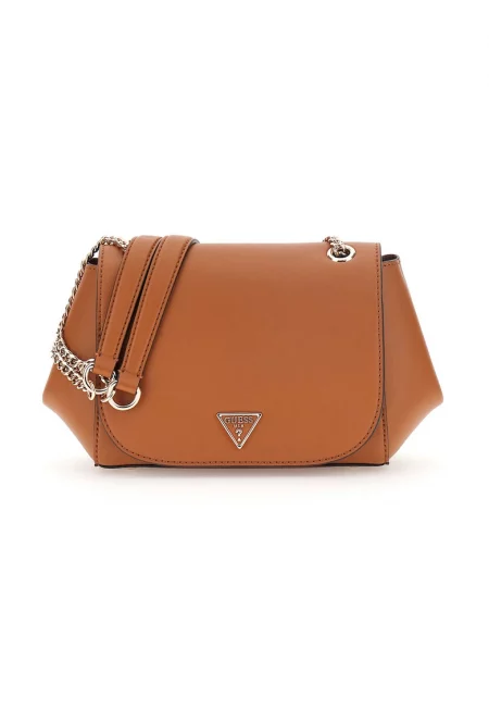 Чанта през рамо от еко кожа с две отделения - Канелено кафяво