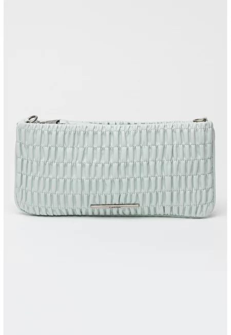 Чанта през рамо от еко кожа с набирания - Бледозелен
