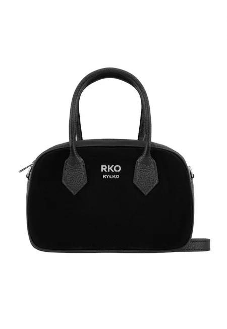 Чанта през рамо от кожа и велур - Черен