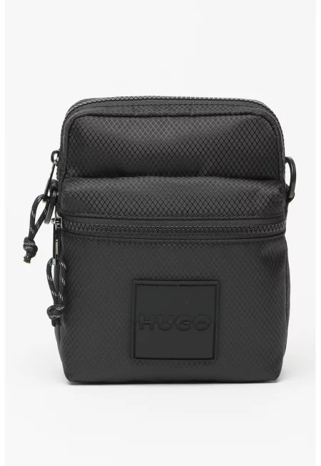 Чанта през рамо с лого и отделяща се презрамка - Черен