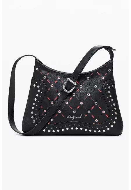 Чанта за рамо от еко кожа с метални илици