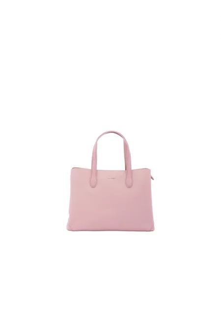 Чанта за рамо от еко кожа с отделяща се презрамка - Розово
