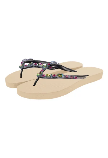 Чехли с декоративни камъни - Бежов