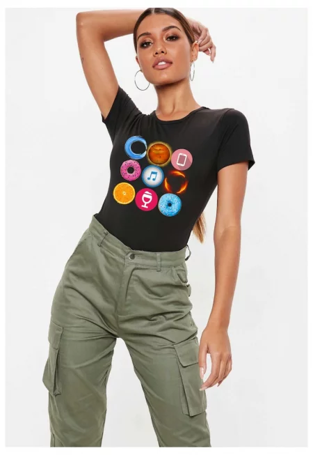 Черна дамска тениска - Circle