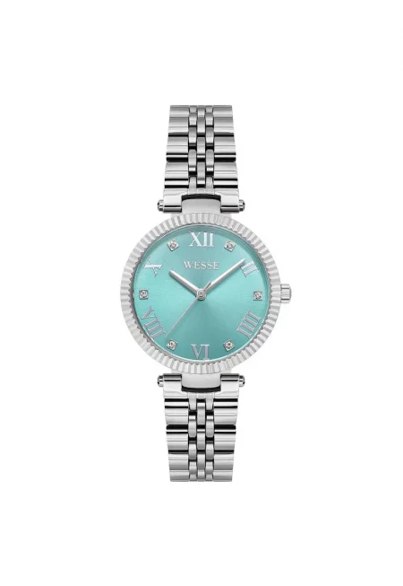 Дамски часовник  модел WWL111904 - 33 мм - стоманена каишка - сребрист - тюркоазен циферблат - 5 ATM