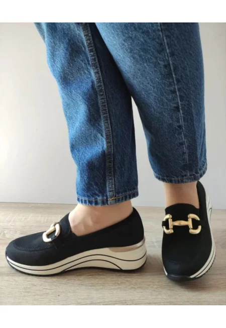 Дамски ежедневни обувки  D0T12-02 Черни велур - Черен