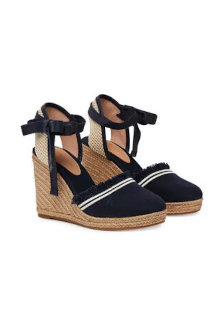 Дамски сандали  текстил - тъмносини