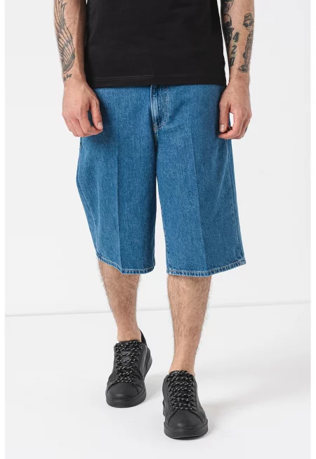 Дънки със свободен дизайн и джобове - Тъмносин