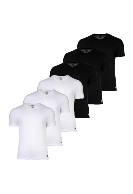 Домашна слим тениска - 6 броя - Бял/Черен