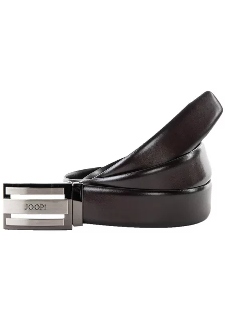 Едноцветен кожен колан - Тъмнокафяв